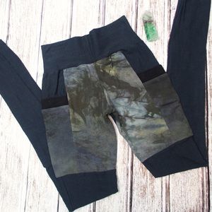 Flower Pot Handmade Black Hemp Pocket Leggings